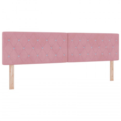 Hovedgærde med krystalknapper, tufted, pink, 180 cm fløjl