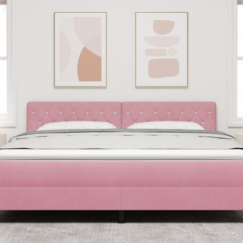 Hovedgærde med krystalknapper, tufted, pink, 180 cm fløjl