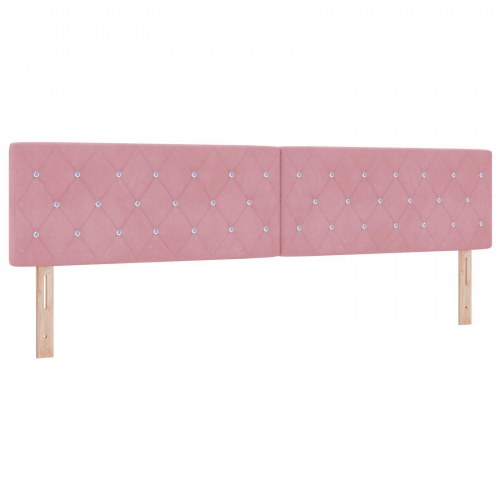 Hovedgærde Kristal Knap Polstret Pink 200 cm Fløjl