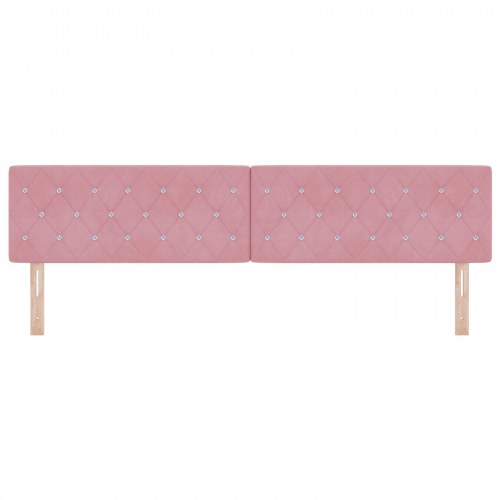 Hovedgærde Kristal Knap Polstret Pink 200 cm Fløjl