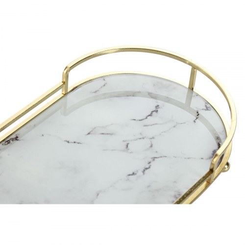 Bakkesæt - hvid/gylden metal og krystal, 31 x 17 x 5 cm (2 stk.)