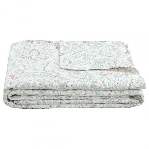 Sengetæppe - hvid, floral, 240 × 260 cm (Seng 135/150)