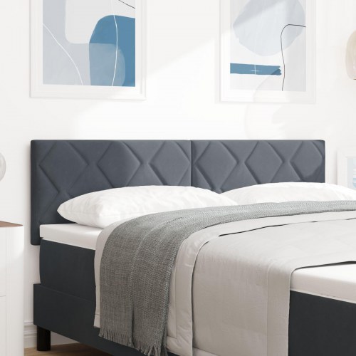 Sengegavl Diamantblok Design Mørkegrå 140 cm Velour