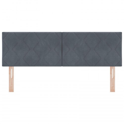 Sengegavl Diamantblok Design Mørkegrå 140 cm Velour