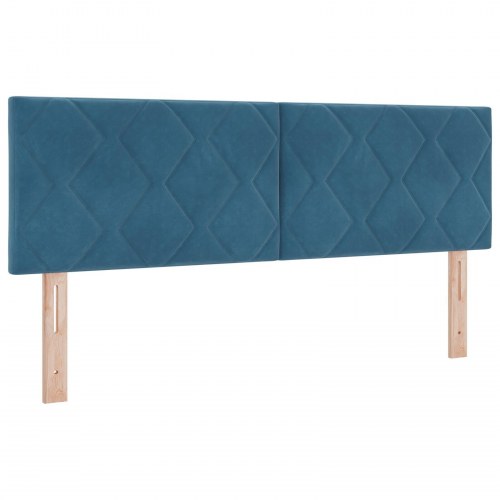 Sengegavl Diamantblok Design Mørk Blå 140 cm Fløjl