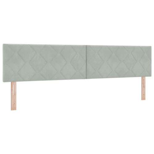 Sengegavl med Diamantblokdesign Lysegrå 200 cm Fløjl