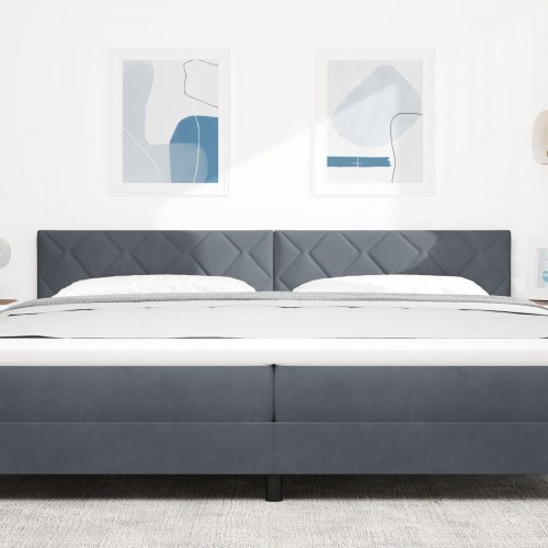 Hovedgærde Diamantblok Design Mørkegrå 200 cm Velour