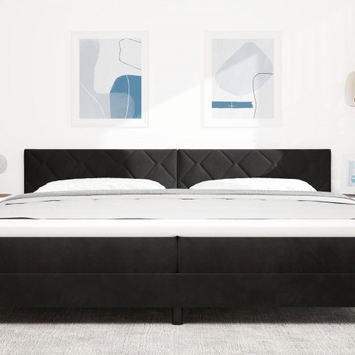 Hovedgærde Diamantblokke Design Sort 200 cm Velour
