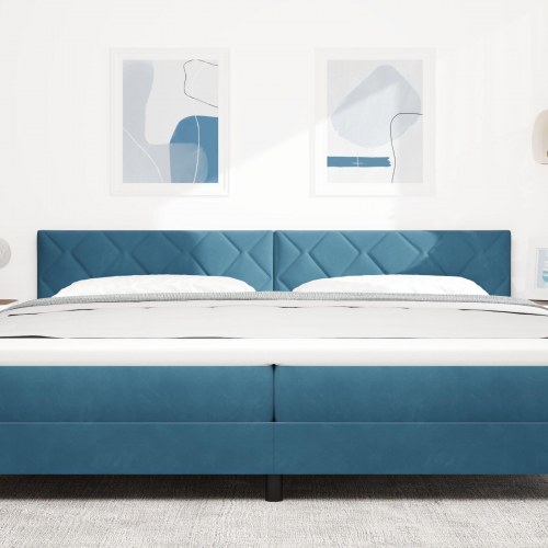 Sengegavl Diamantblokke Design Mørkeblå 200 cm Velour