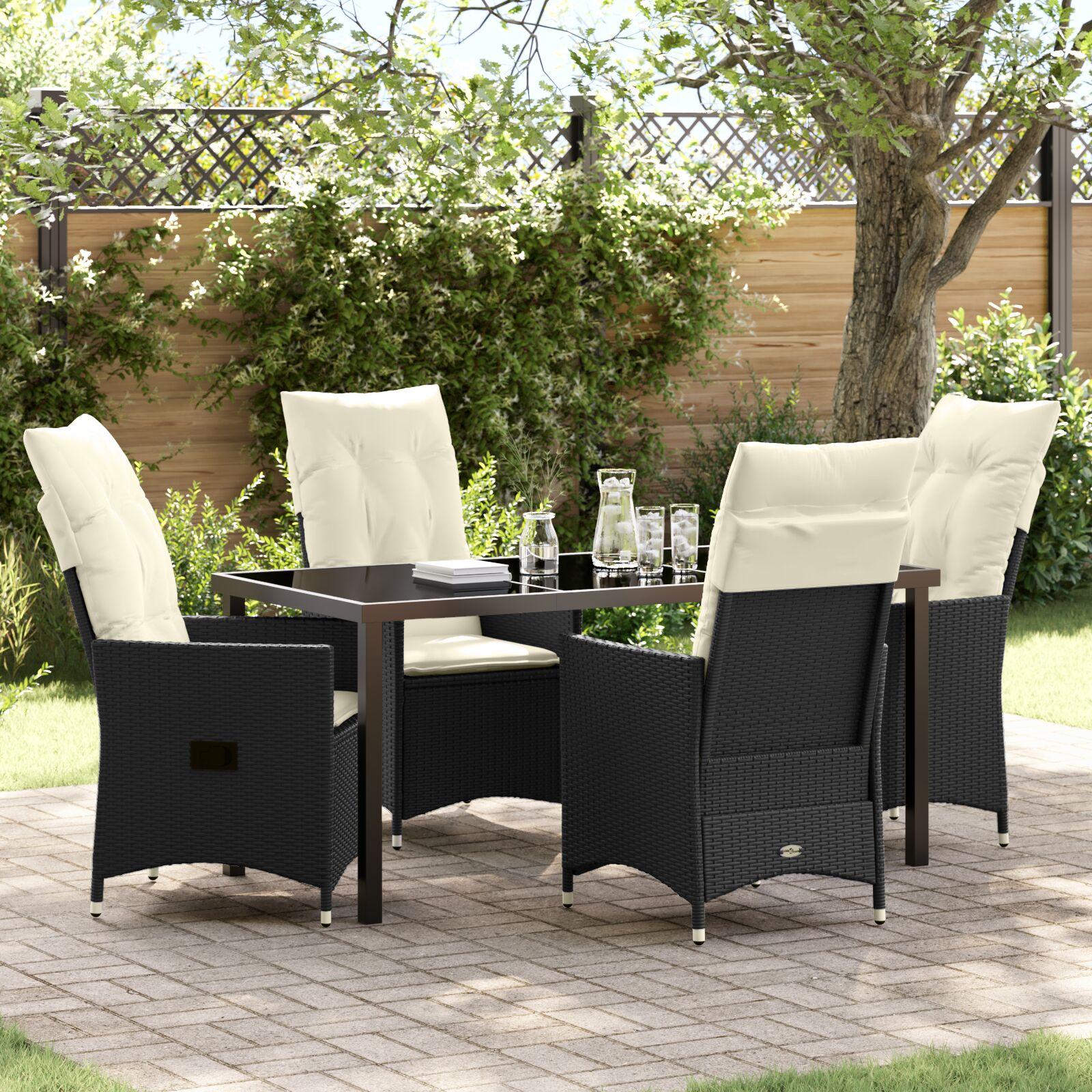 Have SpisebordssÃ¦t med pude 5 stk Sort Poly rattan