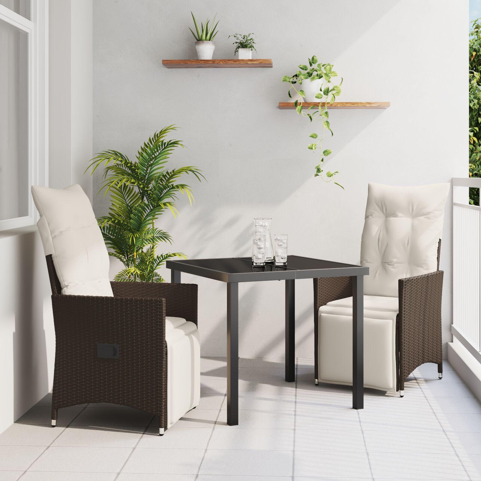 Have Spisebordssæt Med Pude 3 Dele Brun Polyrattan