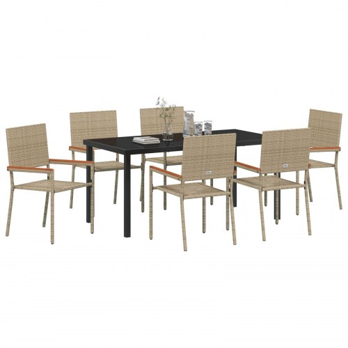 7 dele have spisebordssæt Beige poly rattan