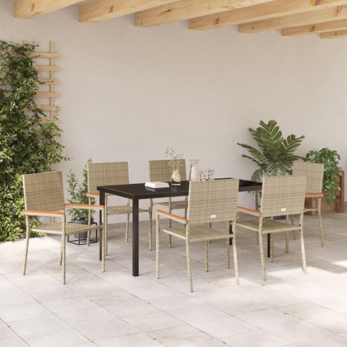 7 dele have spisebordssæt Beige poly rattan