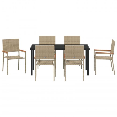 7 dele have spisebordssæt Beige poly rattan