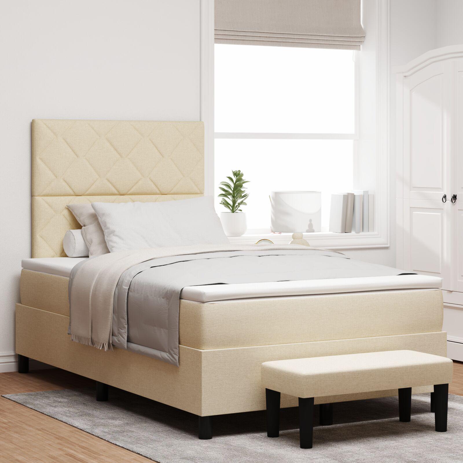 Kontinentalseng med madras Creme 120 x 200 cm Stof