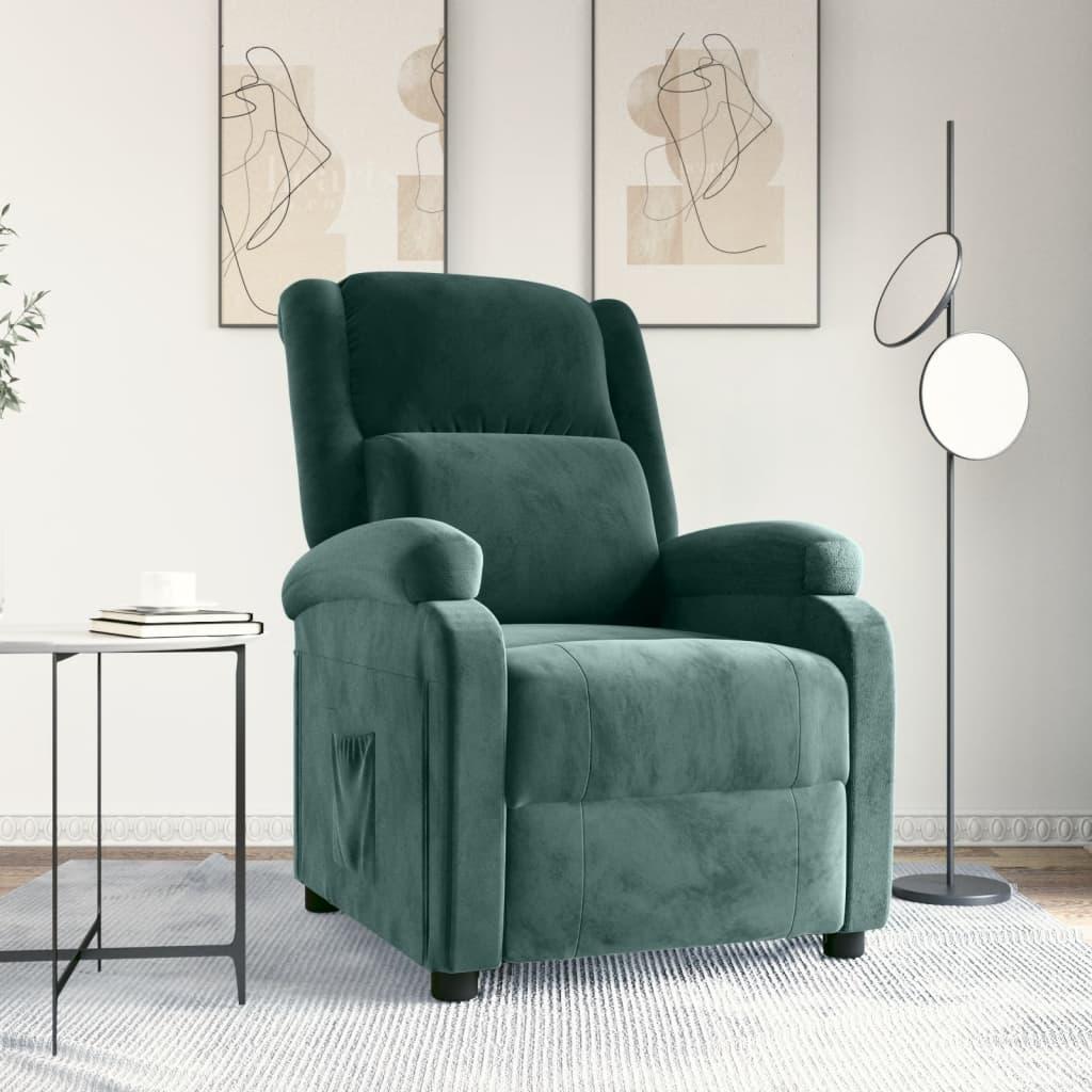 vidaXL lænestol velour mørkegrøn