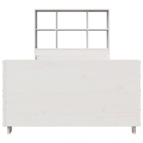 Seng med reol uden madras 90x200 cm massivt træ hvid