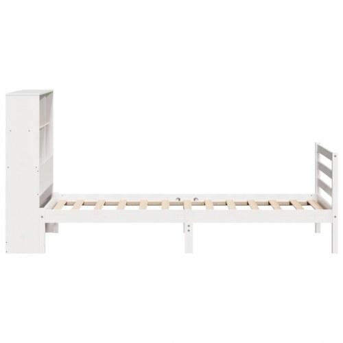 Seng med reol uden madras 90x200 cm massivt fyrretræ hvid