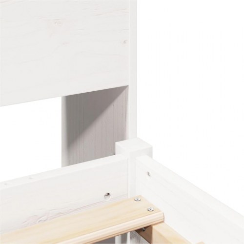 Seng med reol uden madras 90x200 cm massivt fyrretræ hvid