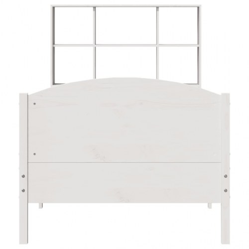 Seng med reol uden madras 90x200 cm massivt fyrretræ hvid