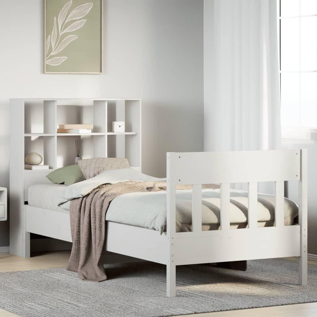 Sengeramme uden madras 90x200 cm massivt fyrretræ hvid