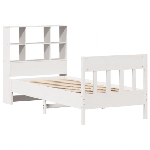 Sengeramme uden madras 90x200 cm massivt fyrretræ hvid