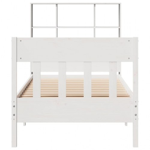 Sengeramme uden madras 90x200 cm massivt fyrretræ hvid