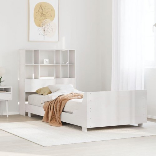 Sengeramme uden madras 90x200 cm massivt fyrretræ hvid