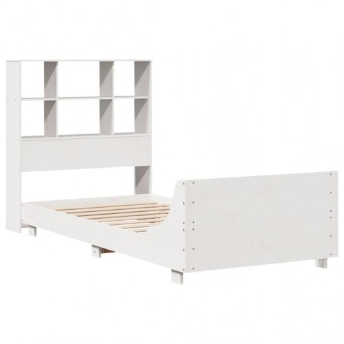 Sengeramme uden madras 90x200 cm massivt fyrretræ hvid