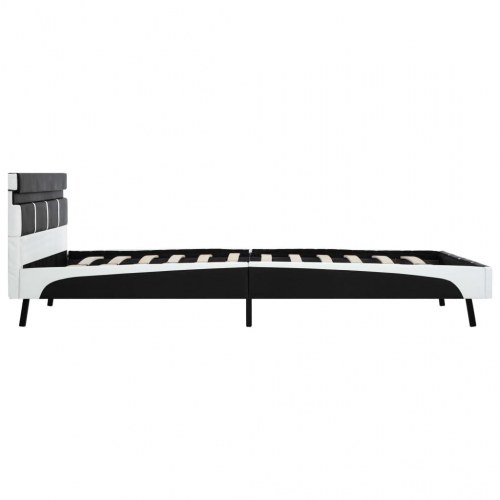 Sengeramme med LED 160 x 200 cm kunstlæder - hvid/sort
