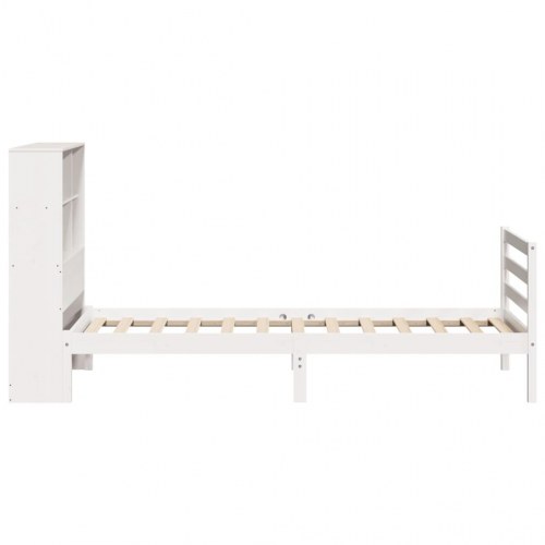 Seng med reol uden madras 90x190 cm massivt fyrretræ hvid