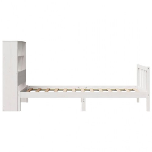Seng med reol uden madras 90x190 cm massivt fyrretræ hvid
