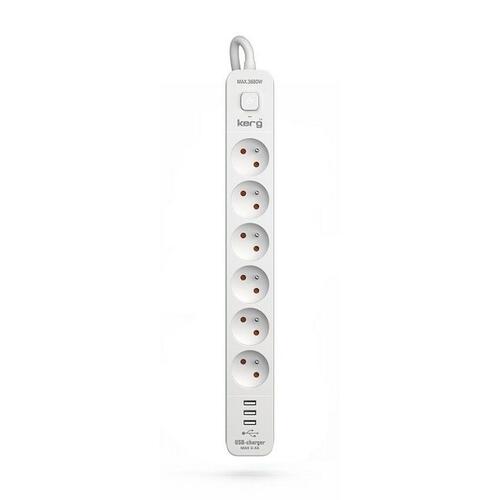 Stikdåse - 6 udtag med kontakt Kerg M02597 (1,5 m)