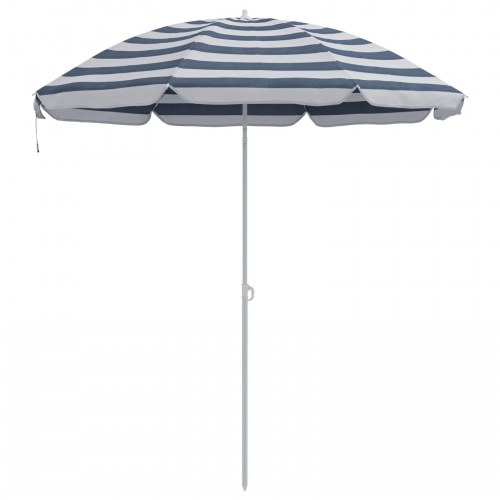 Strandparasol med aluminiumsstang blå og hvid 240 cm