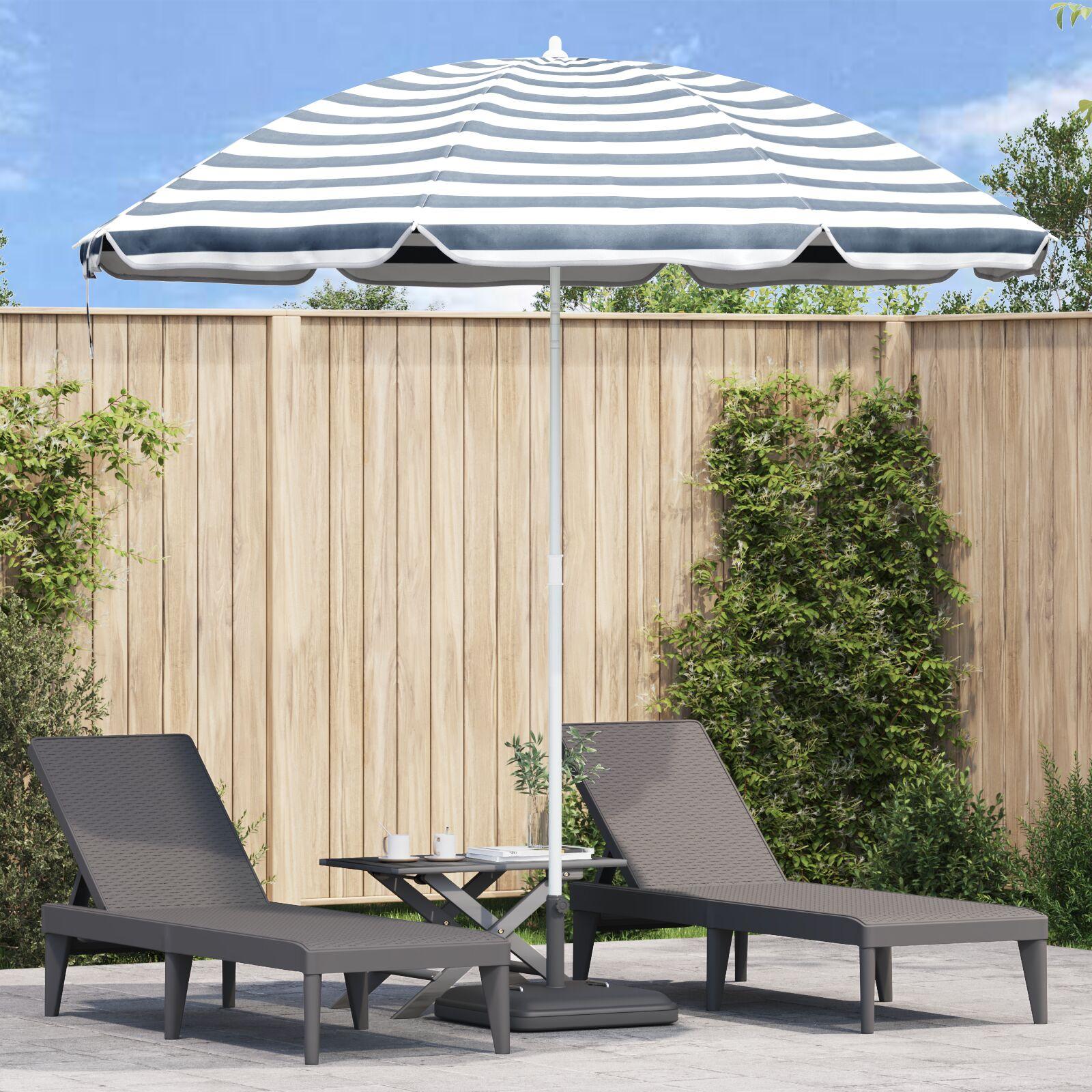 Haveparasol 263 x 263 x 272 cm med vippefunktion i blå og hvid