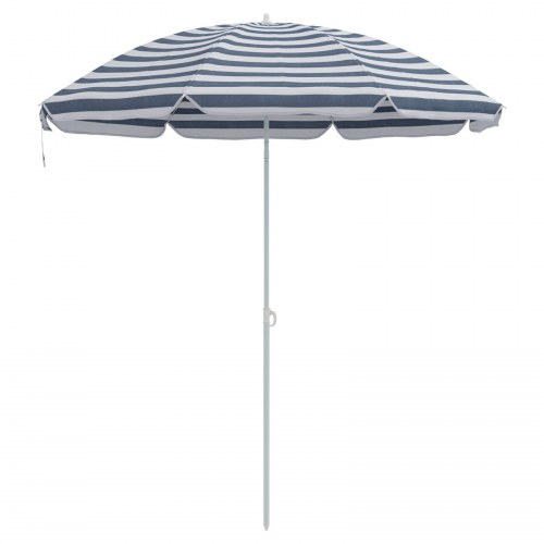 Strandparasol med Aluminiumstang Blå & Hvid 300 cm