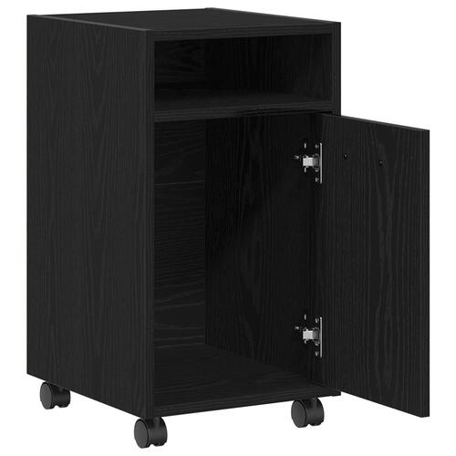 Sidebord med Hjul Sort Eg 33x38x60 cm lavet af Træ