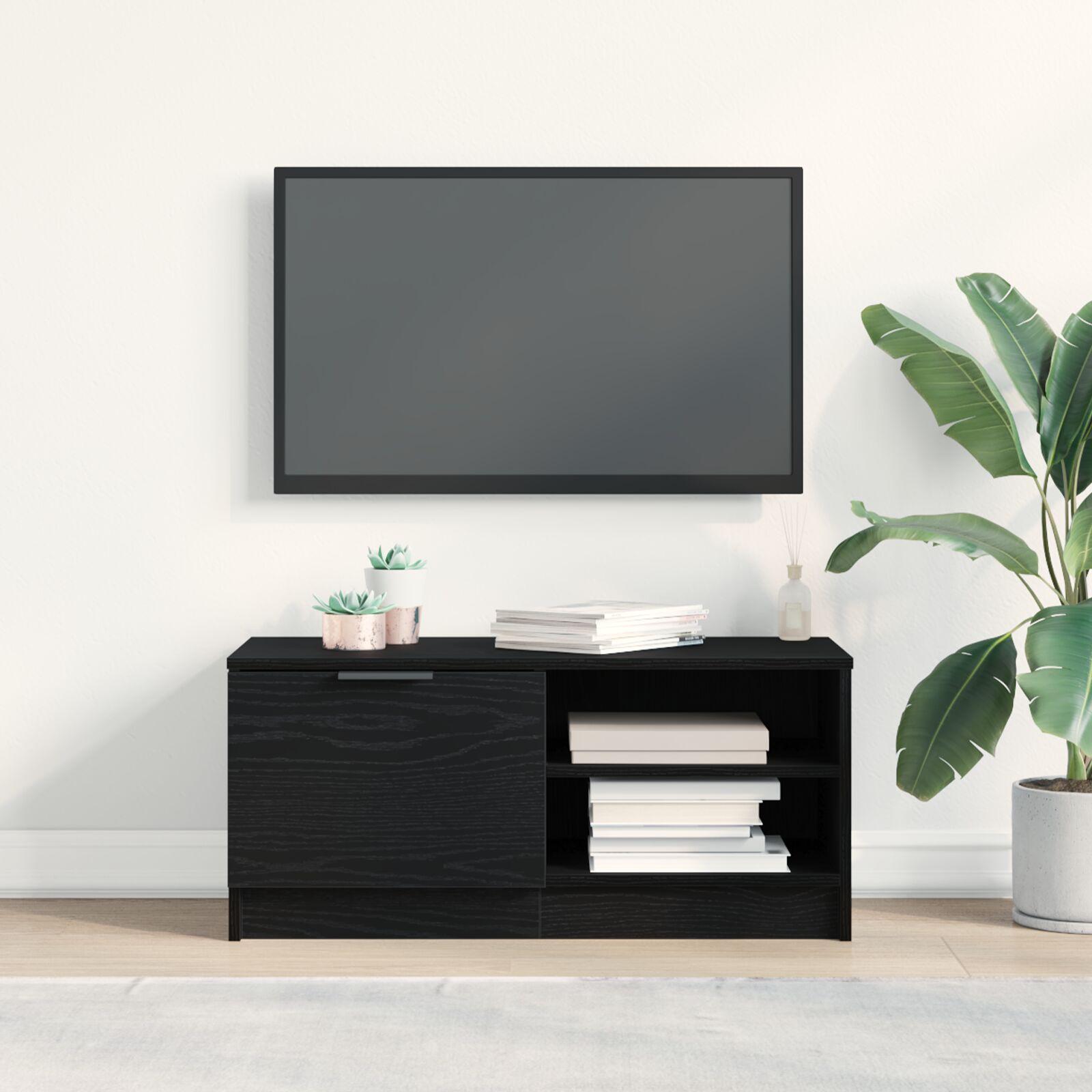 TV-bord i sort eg 80 × 35 × 36,5 cm - konstrueret træ