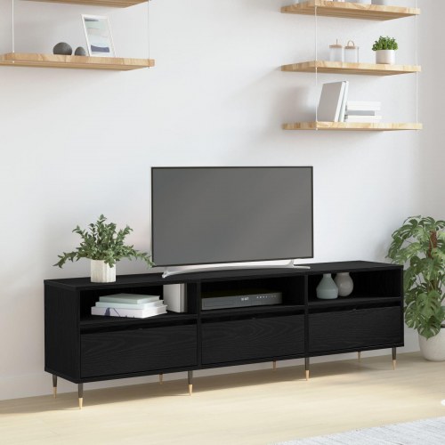 TV-skab Sort egetræ 150x30x44,5 cm Konstrueret træ