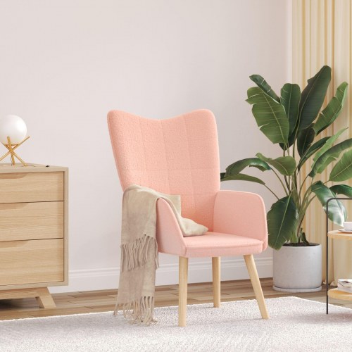 Afslapningsstol Pink Krøllet Uldlignende Stof