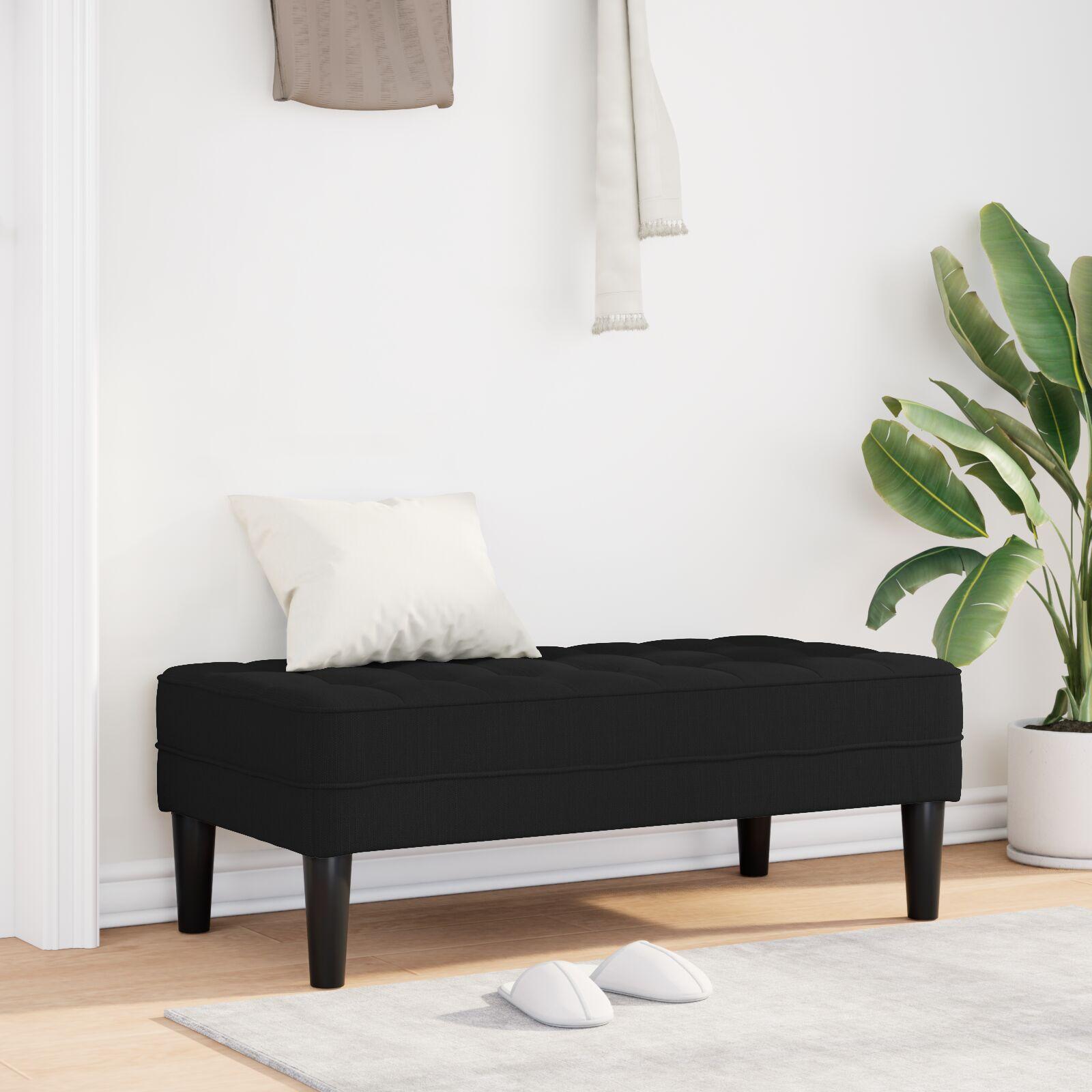 bænk med pude Sort 113 x 57 x 39 cm Stof