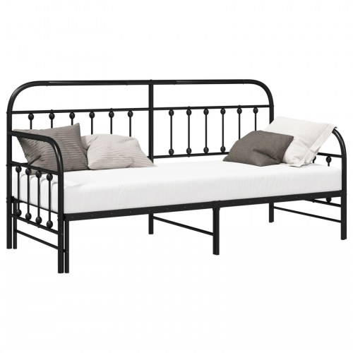 Daybed Frame med Trundle Sort 80x200 cm Stål
