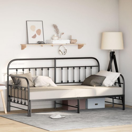 Dagbedramme med sovesofa Sort 90x200 cm Stål
