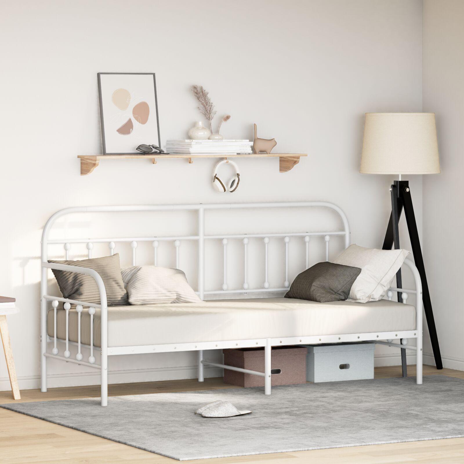 Dagsengramme i hvid - 75 × 190 cm, pulverlakeret stål