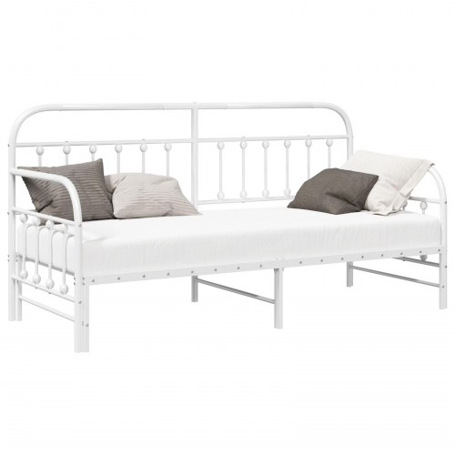 Dagbedramme med trundle Hvid 75x190 cm Stål
