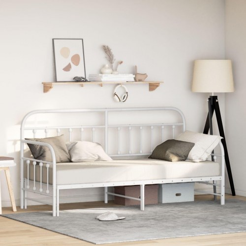Sengebund med trundle Hvid 80x200 cm Stål