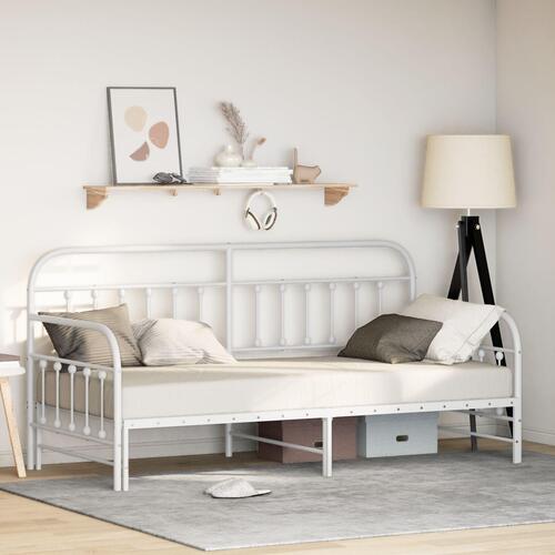 Senge ramme med træk-seng Hvid 90x200 cm Stål