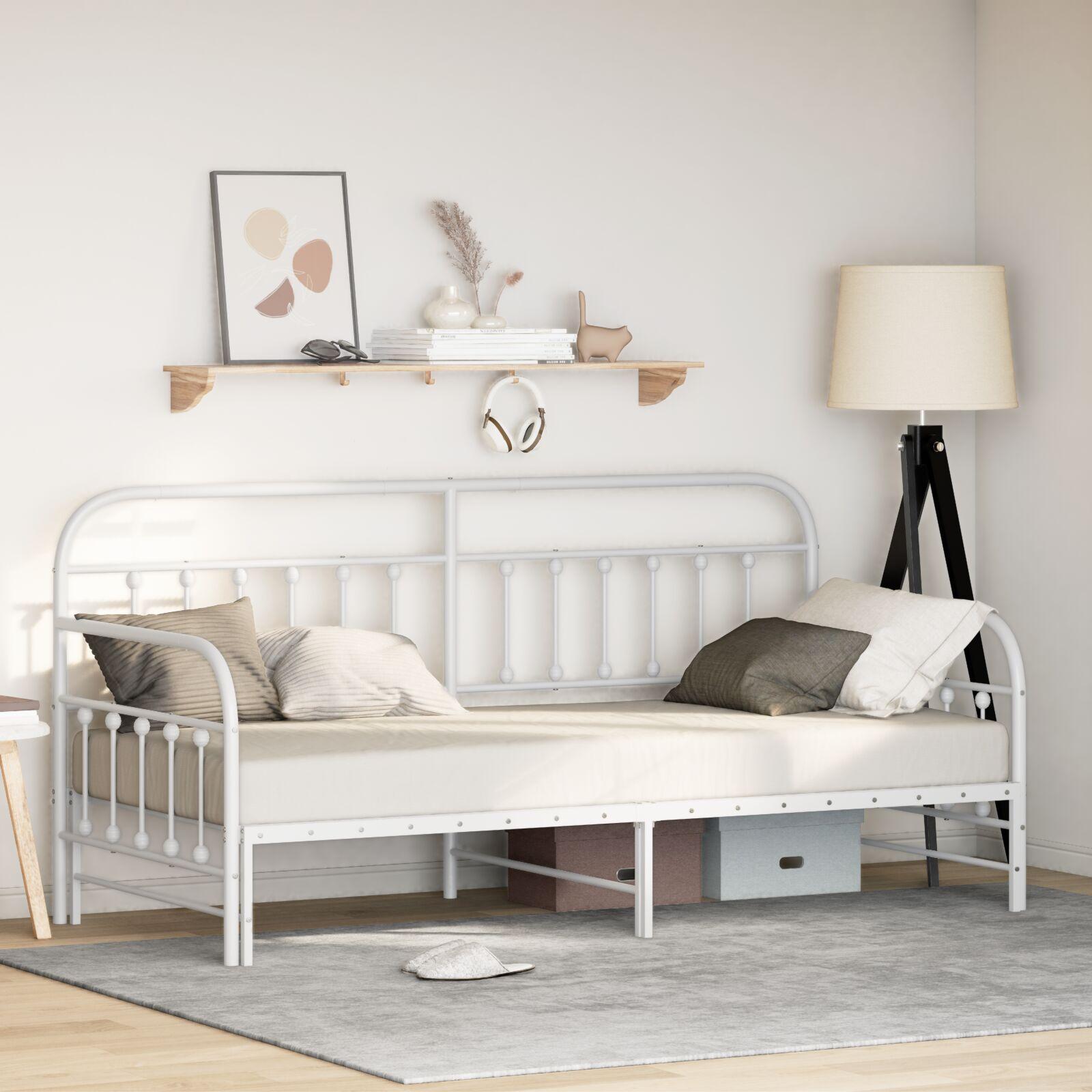 Senge ramme med træk-seng Hvid 90x200 cm Stål