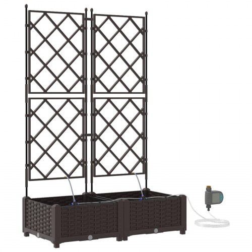 Terrassekasser med vandingssystem 2 pcs Brun