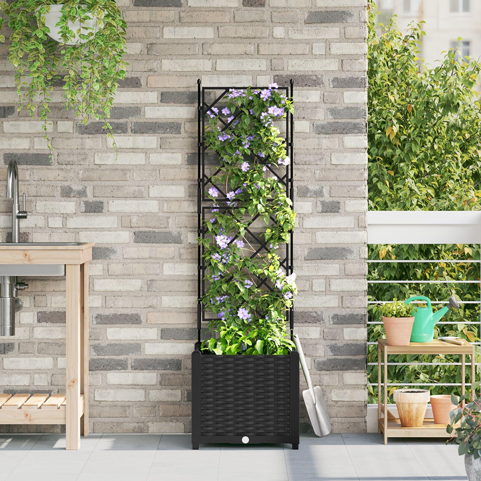Havekrukke med trellis Sort 40x40x143 cm